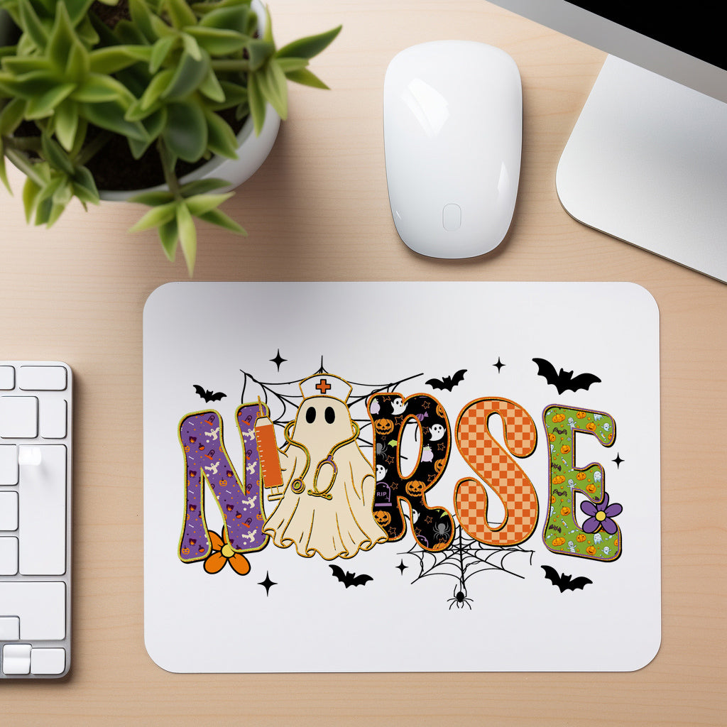 Halloween Nurse Lettering - Mouse Pad in white