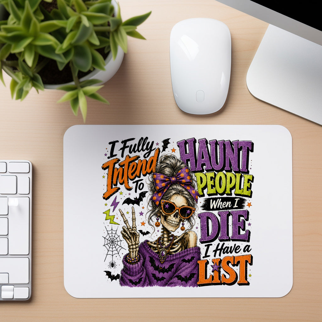 Haunt List - Glam Skeleton - Mouse Pad in white