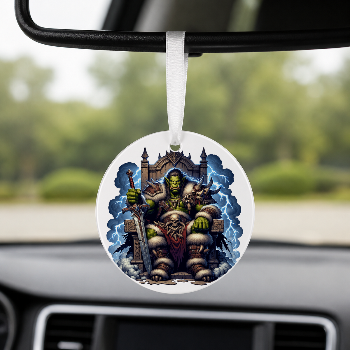 Hero Orc - Lightning Throne - Round Car Charm in white
