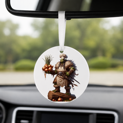 Hero Orc - Spiked Armor Mud - Round Car Charm in white