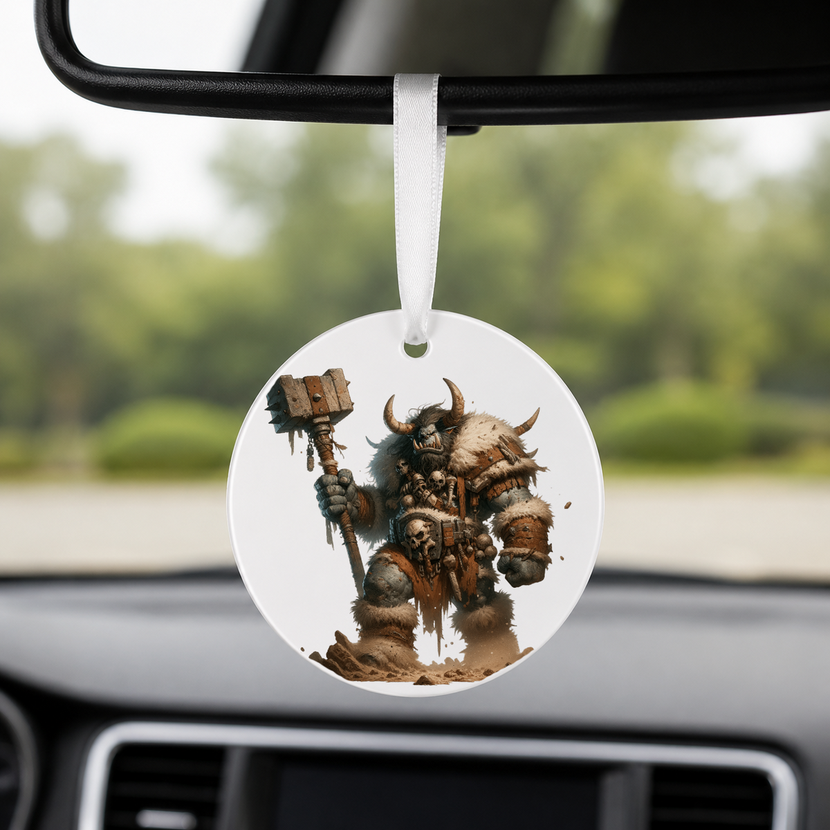 Hero Orc - Throne Skulls - Round Car Charm in white