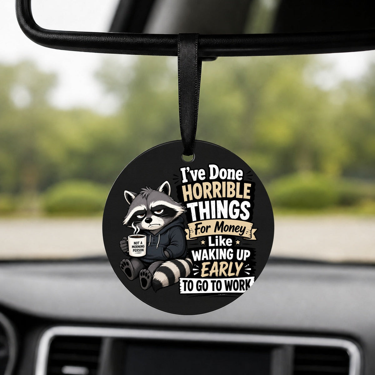 Horrible Things for Money - Round Car Charm in black