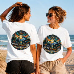 Into The Forest Bear Compass 1 - Women's T-Shirt in white, showing front and back print placement choices