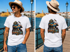 Into The Forest Bear Compass 3 - Men's T-Shirt in white, showing front and back print placement choices