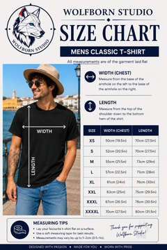 Men's Classic T-Shirt size chart