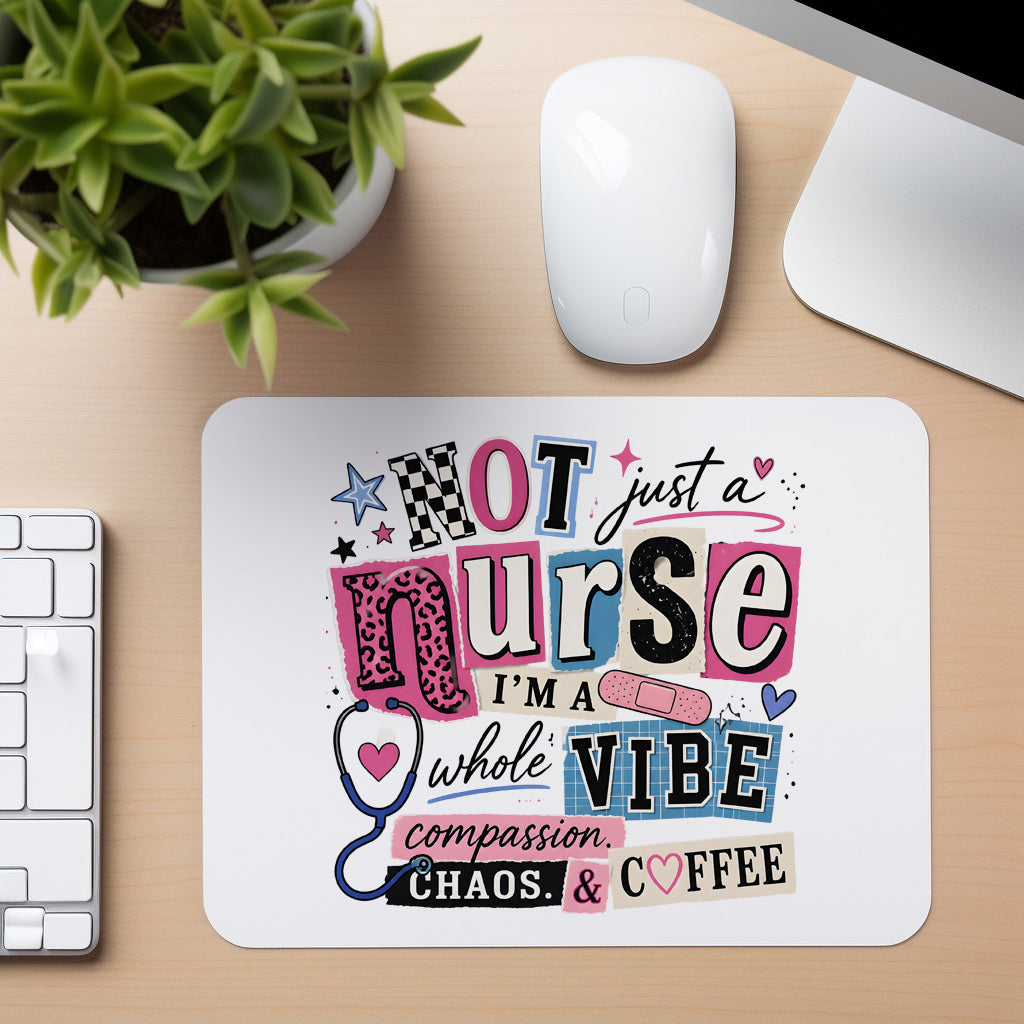 Nurse Is a Whole Vibe - Mouse Pad in white