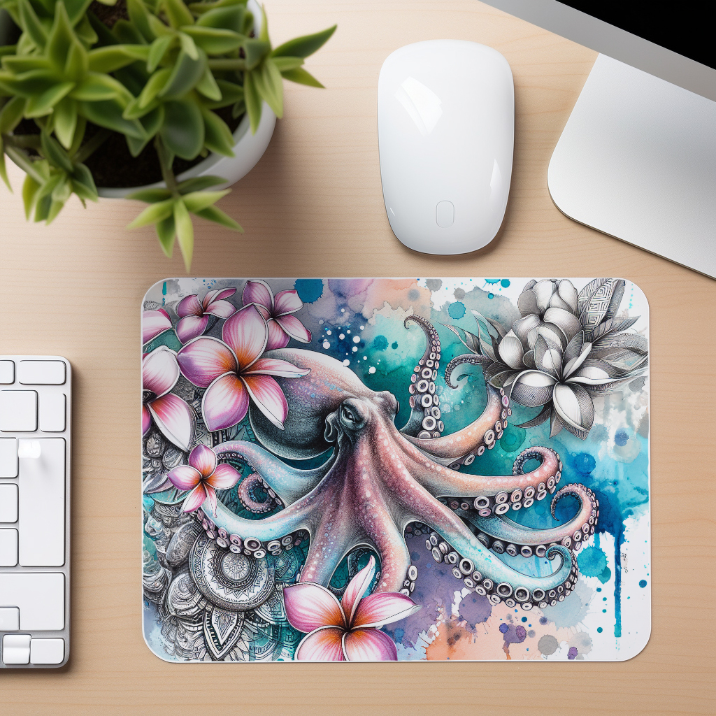 Octopus Floral - Mouse Pad
