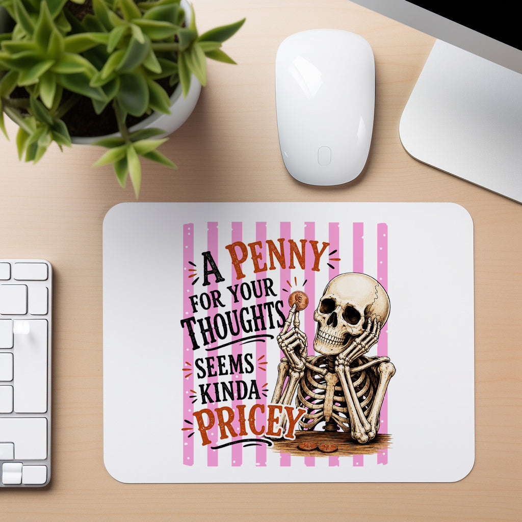 Pricey Thoughts Skeleton - Mouse Pad in white