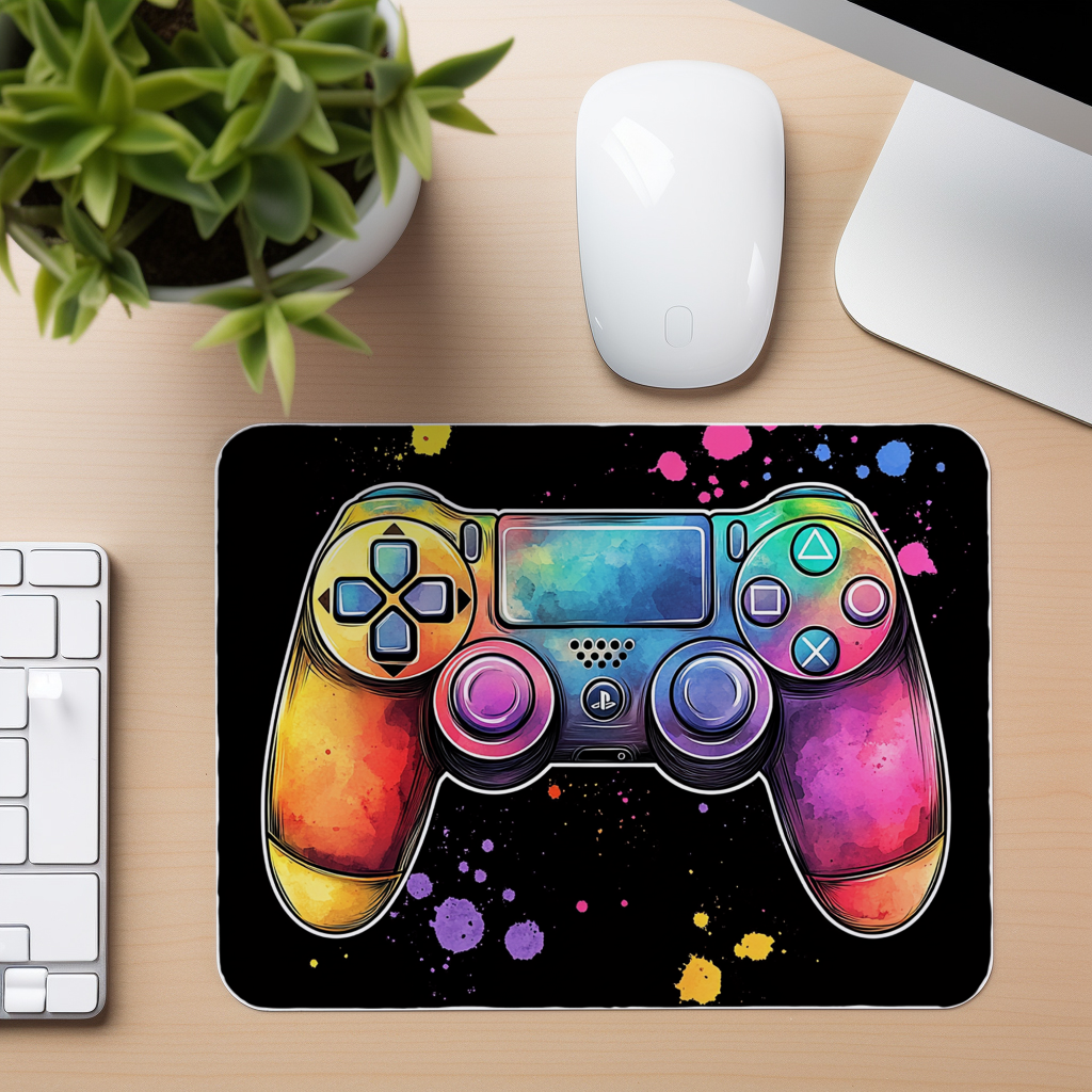 Rainbow Splash Game Controller - Mouse Pad