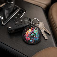 Rainbow Treble Clef Bubbles - Keychain in black