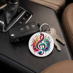Rainbow Treble Clef Bubbles - Keychain in white