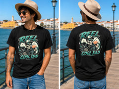 Reel Cool Dad - Skeleton - Men's T-Shirt in black, showing alternative front or back print placement