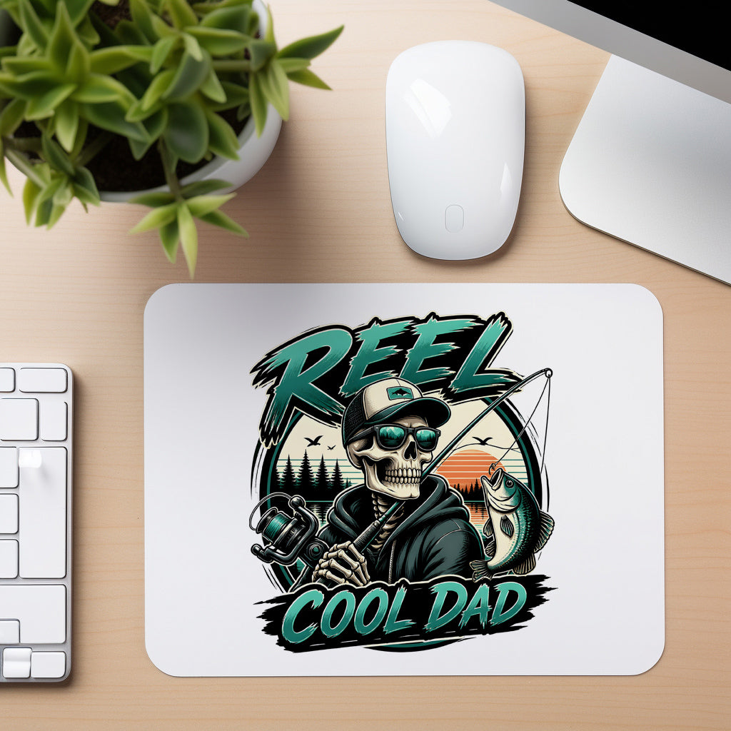 Reel Cool Dad - Skeleton - Mouse Pad in white