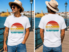 Retro Summer Sunset - Men's T-Shirt in white, showing alternative front or back print placement
