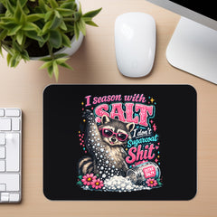 Salt Not Sugar Raccoon - Mouse Pad in black
