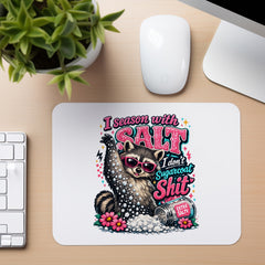 Salt Not Sugar Raccoon - Mouse Pad in white