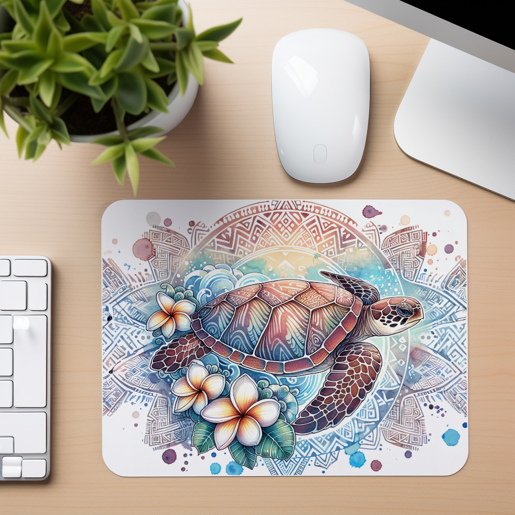 Sea Turtle Colorful Mandala - Mouse Pad