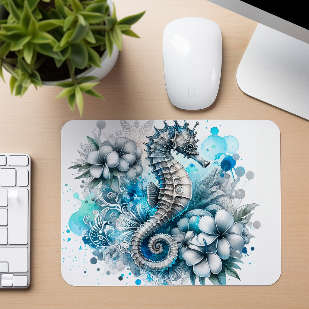 Seahorse Floral - Mouse Pad