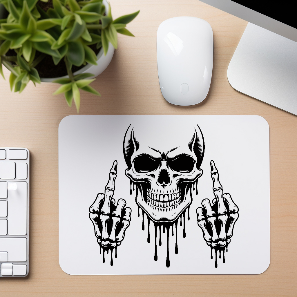 Skull Middle Finger - Mouse Pad