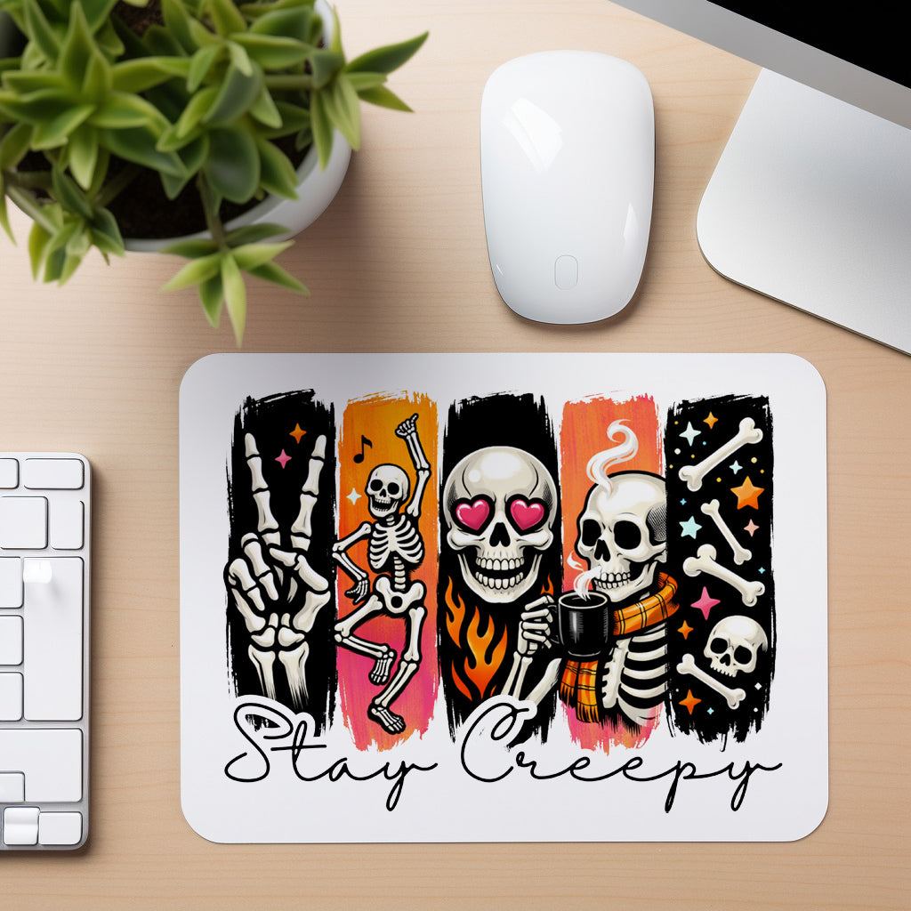 Stay Creepy Skeletons - Mouse Pad in white