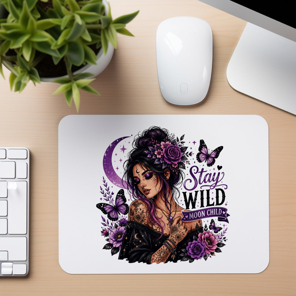 Stay Wild Moon Child - Mouse Pad in white