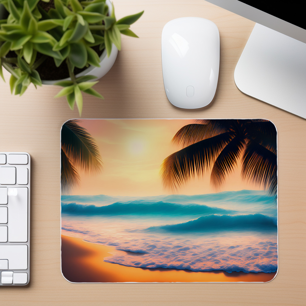 Sunset Beach Waves 1 - Mouse Pad