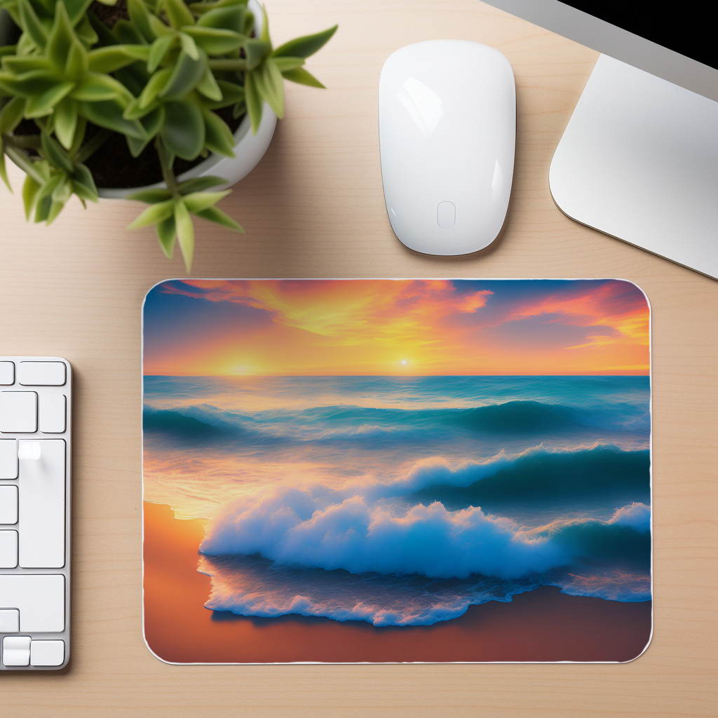 Sunset Beach Waves 2 - Mouse Pad