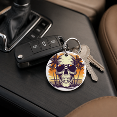 Sunset Skull - White Palms Beach - Keychain in white
