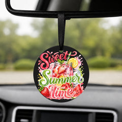 Sweet Summer Time - Round Car Charm in black
