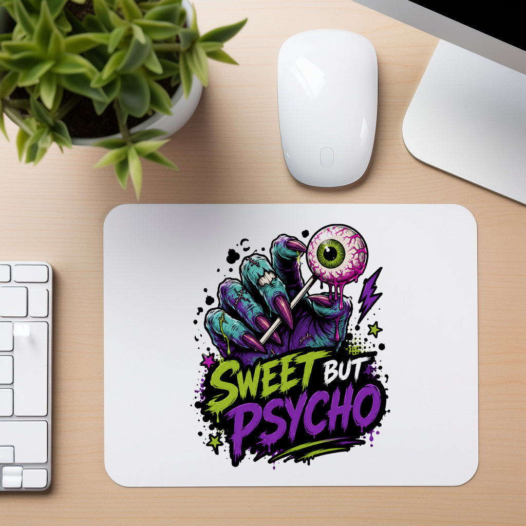 Sweet but Psycho - Eyeball Lollipop - Mouse Pad in white