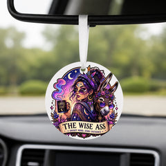 The Wise Ass - Round Car Charm in white