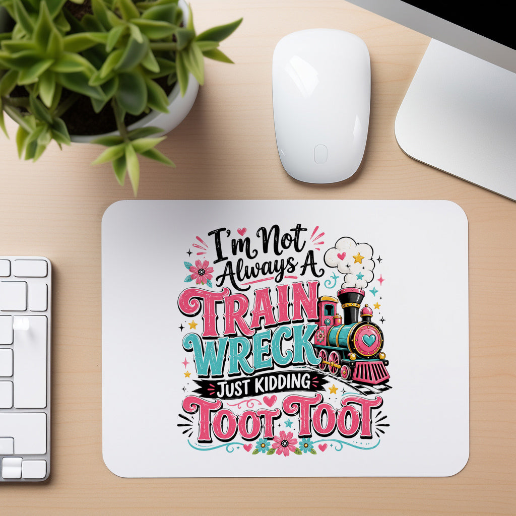 Train Wreck Toot Toot - Mouse Pad in white