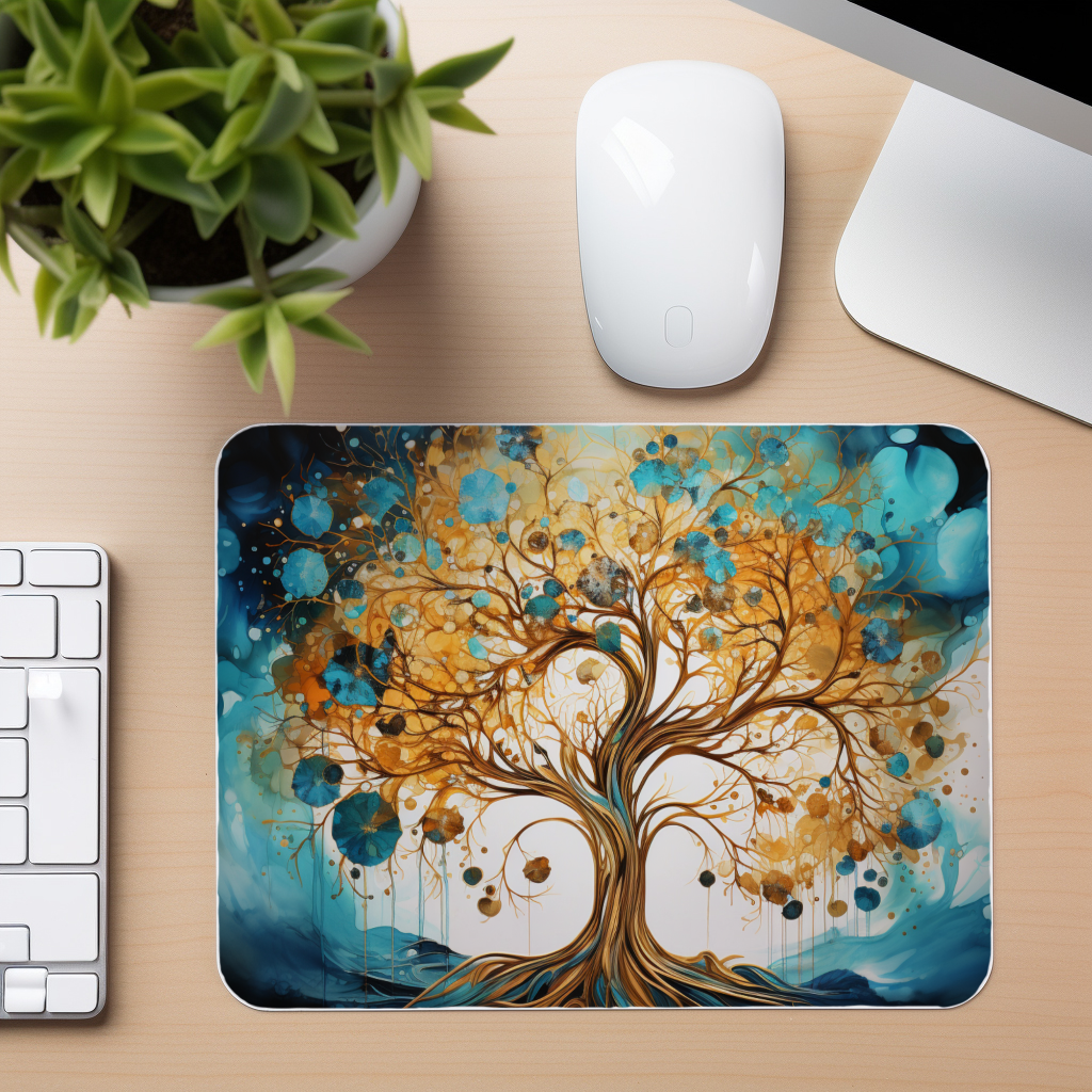 Tree Of Life - Indigo Splash - Mouse Pad