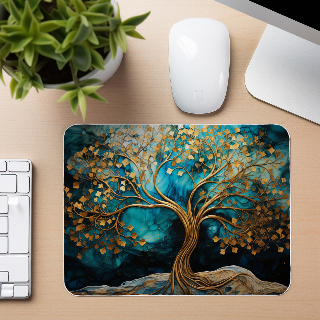 Tree Of Life - Teal Night - Mouse Pad
