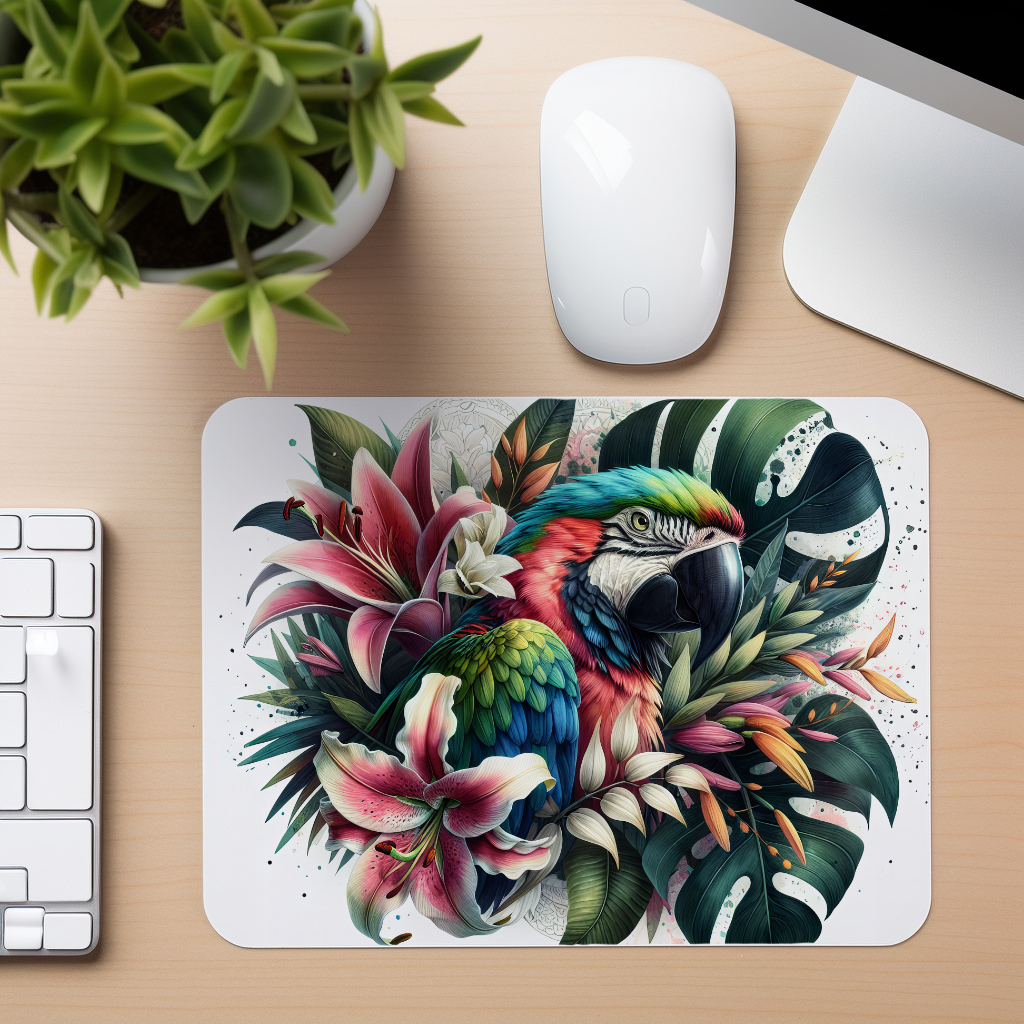 Tropical Parrot Floral - Mouse Pad