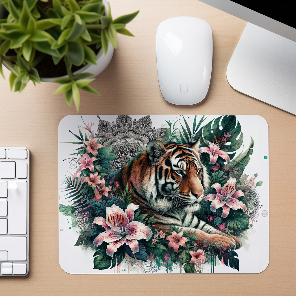 Tropical Tiger Floral - Mouse Pad