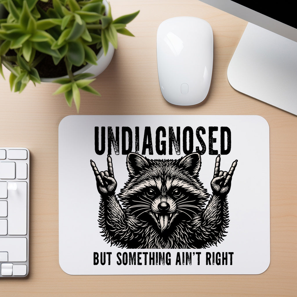 Undiagnosed Raccoon - Mouse Pad in white