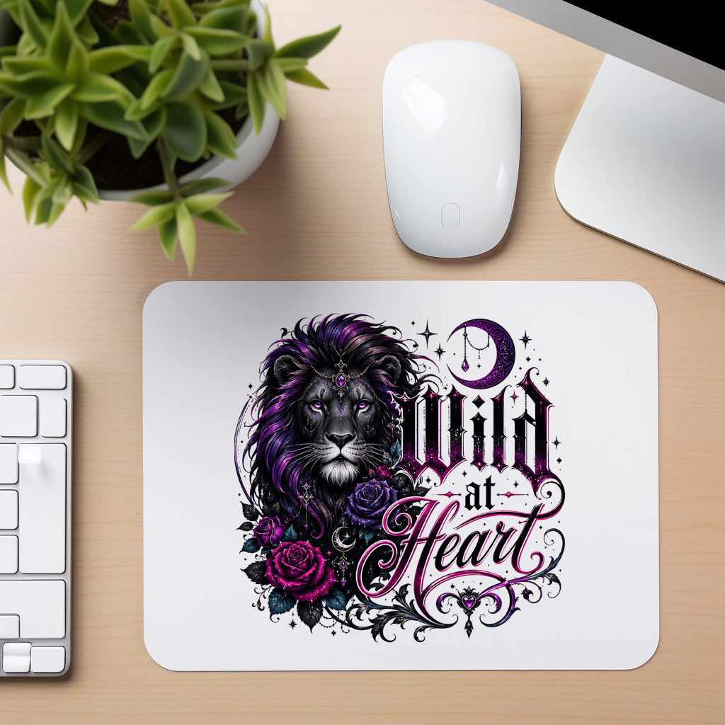 Wild at Heart Lion - Mouse Pad in white