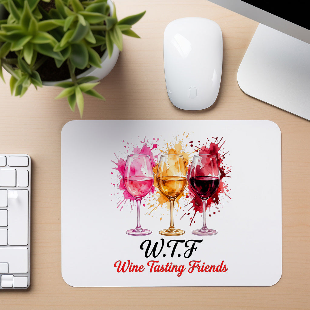 Wine Tasting Friends - Mouse Pad in white