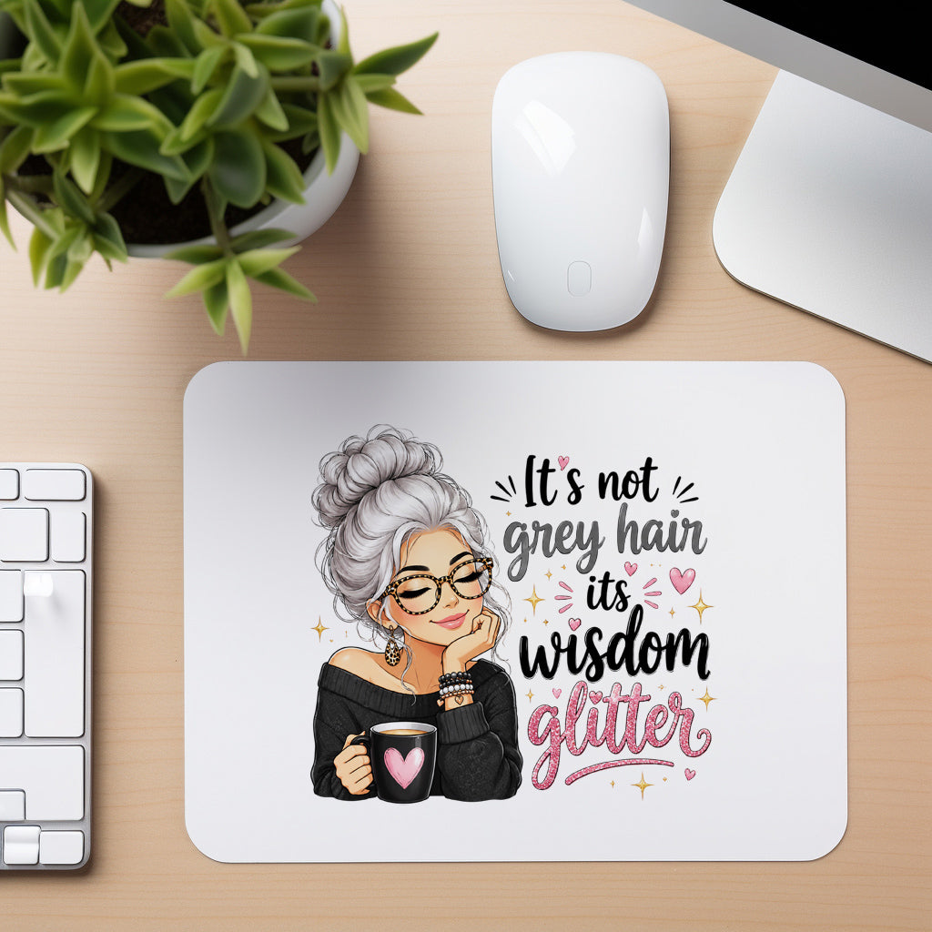 Wisdom Glitter - Mouse Pad in white