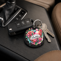 Worlds Best Mama Heart Wreath - Keychain in black
