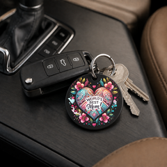 Worlds Best Mom Mandala Heart - Keychain in black