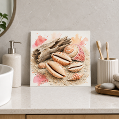 Australian Shells ceramic decorative tile in Pop Color, shown in a room mockup