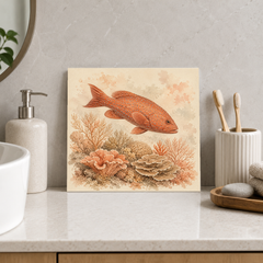 Coral Trout ceramic decorative tile in Warm Country, shown in a room mockup