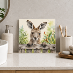 Fence Peeker ceramic decorative tile in Pop Color, shown in a room mockup