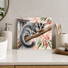 Glider by the Old Shed ceramic decorative tile in Pop Color, shown in a room mockup