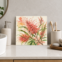 Grevillea ceramic decorative tile in Pop Color, shown in a room mockup