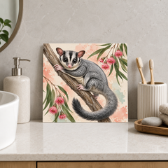 Gum Blossom Glider ceramic decorative tile in Pop Color, shown in a room mockup