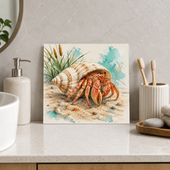 Hermit Crab ceramic decorative tile in Pop Color, shown in a room mockup