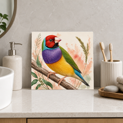 Jewel of the Grasses ceramic decorative tile in Pop Color, shown in a room mockup